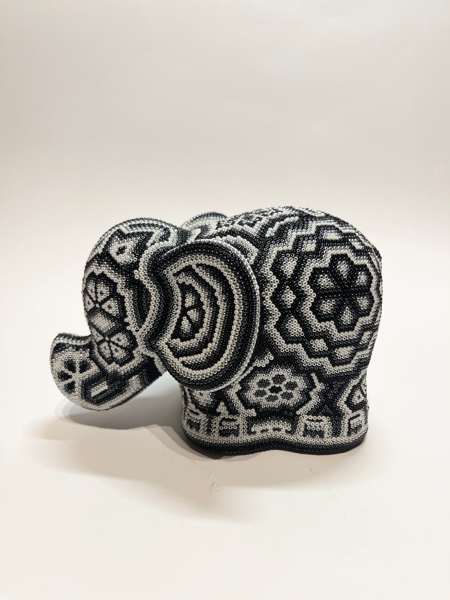 Medium elephant white black and silver