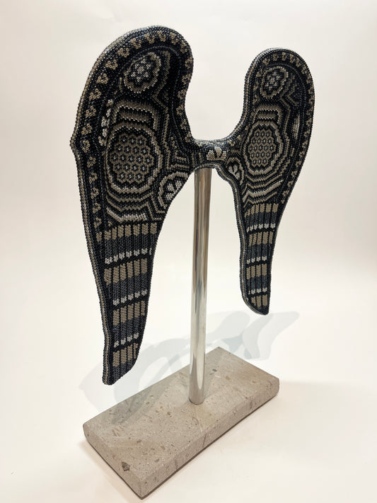 Angel wings statue black, silver and grey