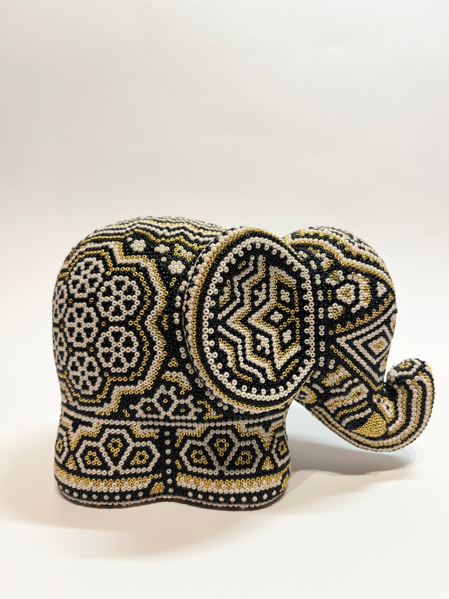 Medium elephant white gold and black