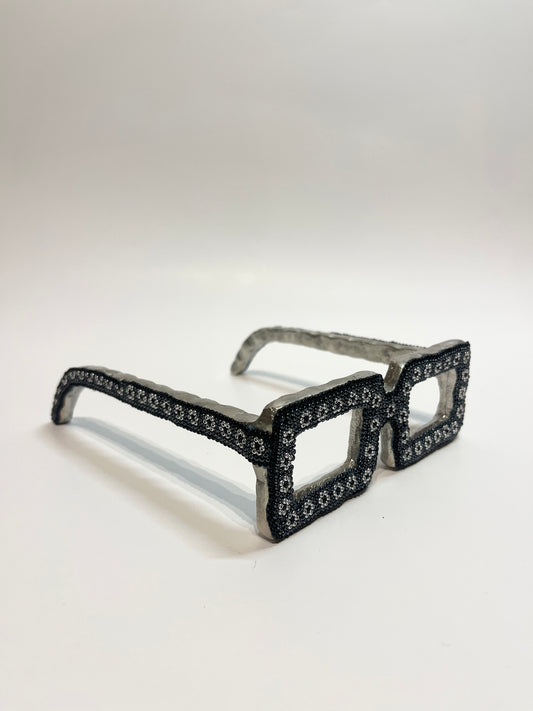 Black and white box glasses