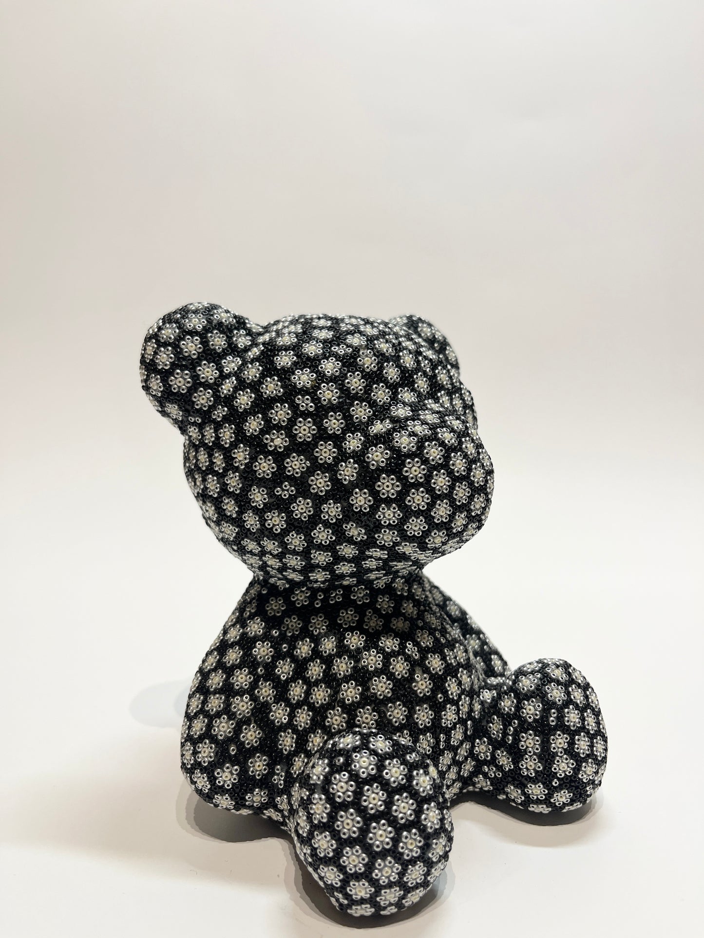 Medium teddy bear black and silver