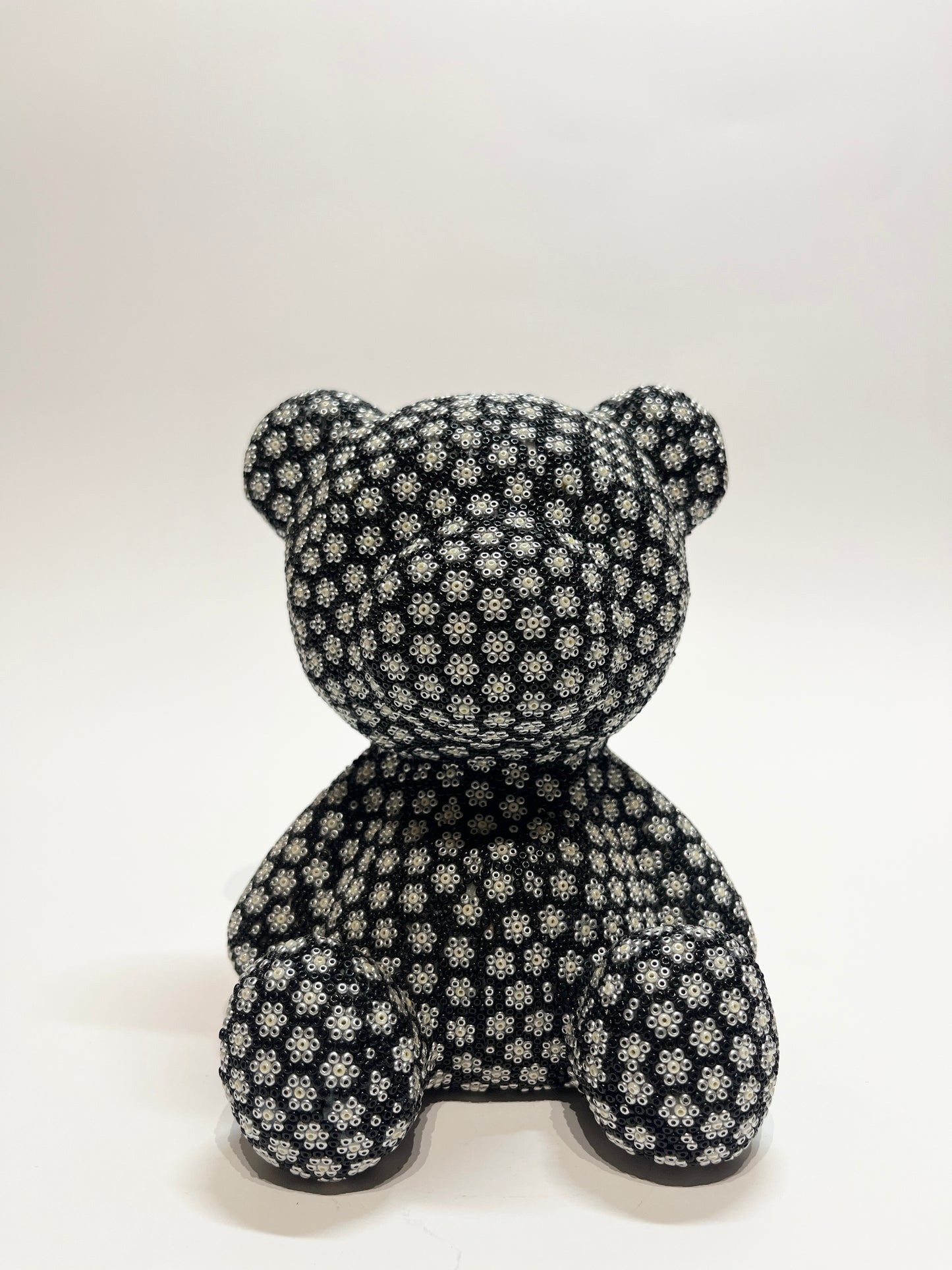 Medium teddy bear black and silver