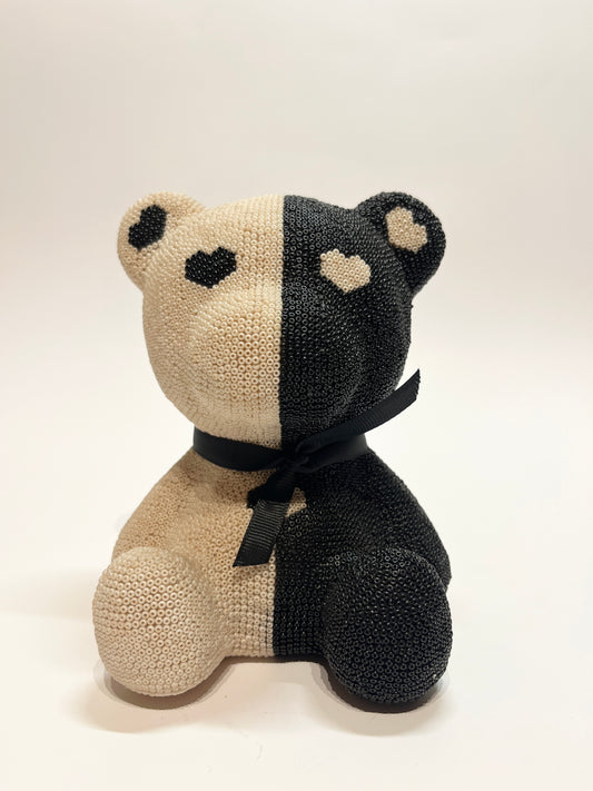 Medium teddy bear black and white